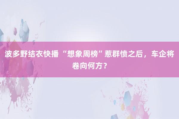 波多野结衣快播 “想象周榜”惹群愤之后，车企将卷向何方？