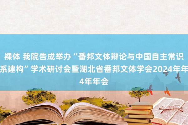 裸体 我院告成举办“番邦文体辩论与中国自主常识体系建构”学术研讨会暨湖北省番邦文体学会2024年年会